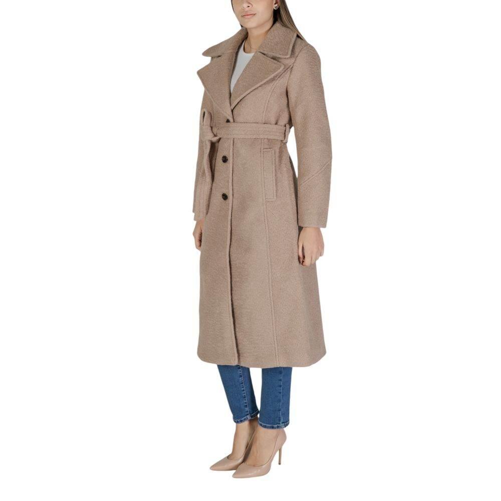 Vila Clothes Beige Polyester Jackets & Coat - Hilstor