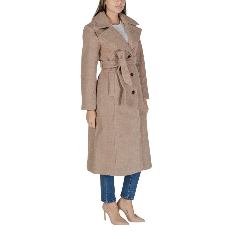 Vila Clothes Beige Polyester Jackets & Coat - Hilstor