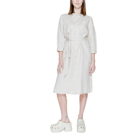 Street One Beige Linen Dress - Hilstor