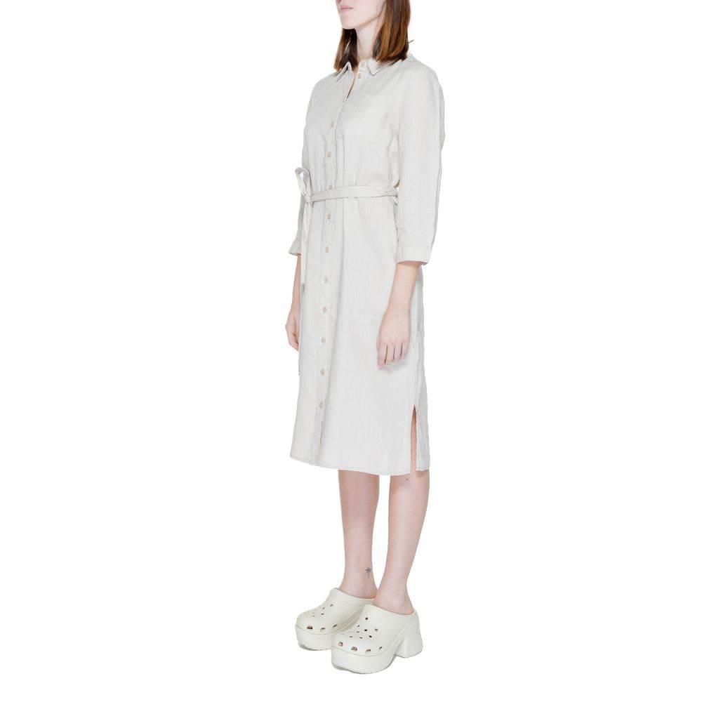 Street One Beige Linen Dress - Hilstor
