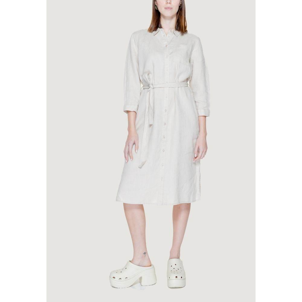 Street One Beige Linen Dress - Hilstor