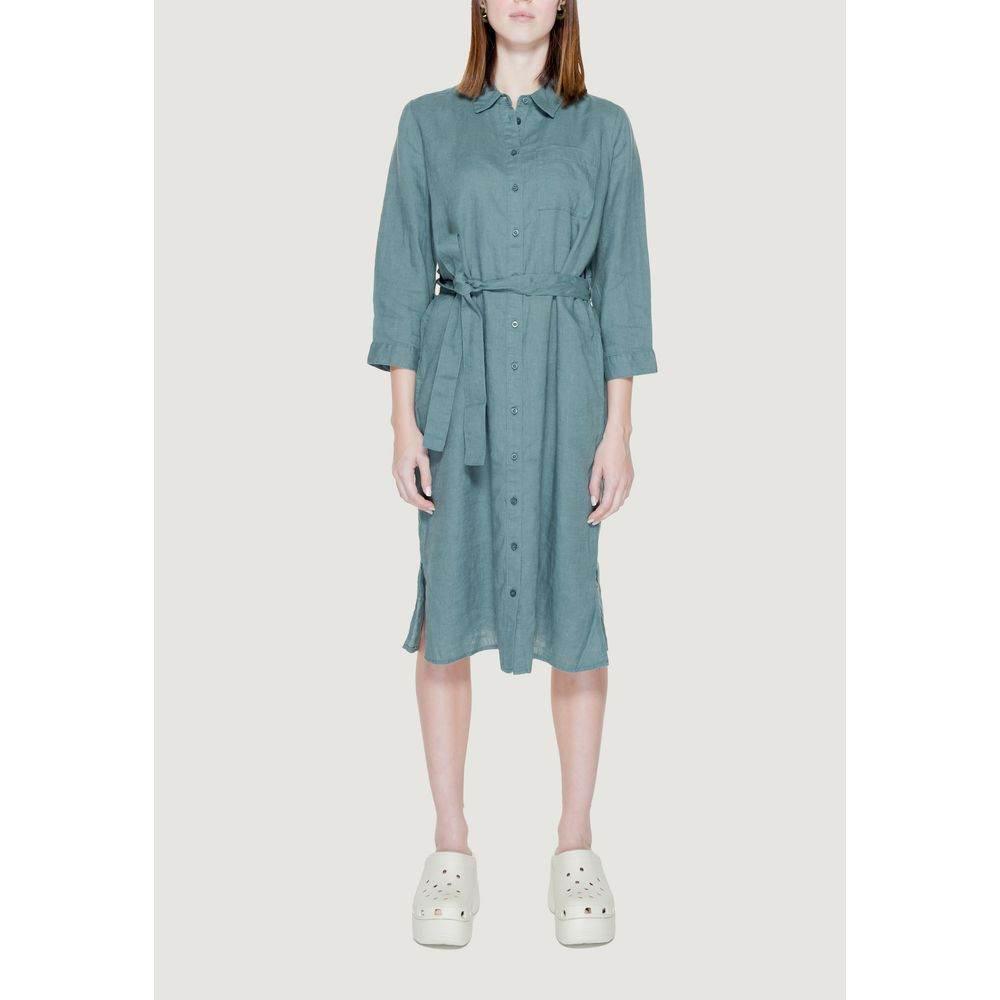 Street One Green Linen Dress - Hilstor