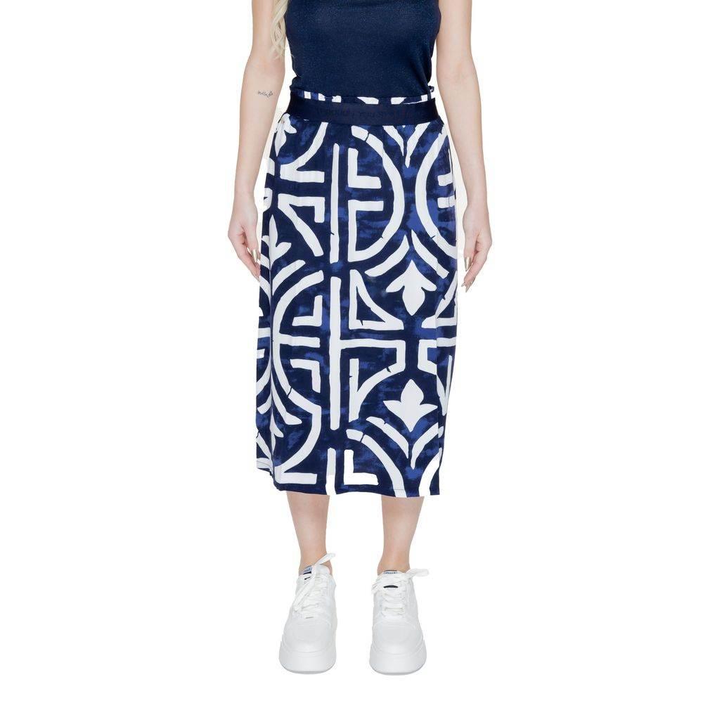 Street One Blue Viscose Skirt - Hilstor