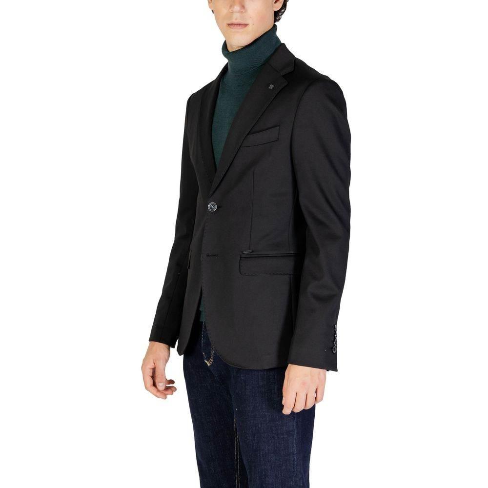 Gianni Lupo Black Polyester Blazer - Hilstor