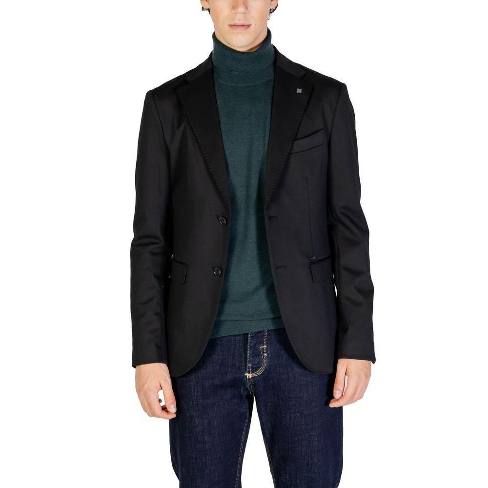 Gianni Lupo Black Polyester Blazer - Hilstor