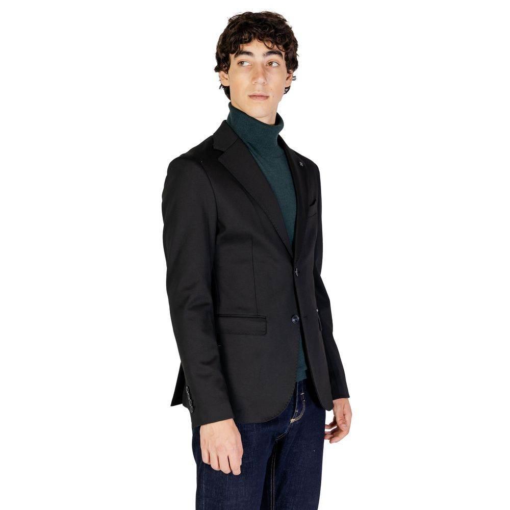 Gianni Lupo Black Polyester Blazer - Hilstor
