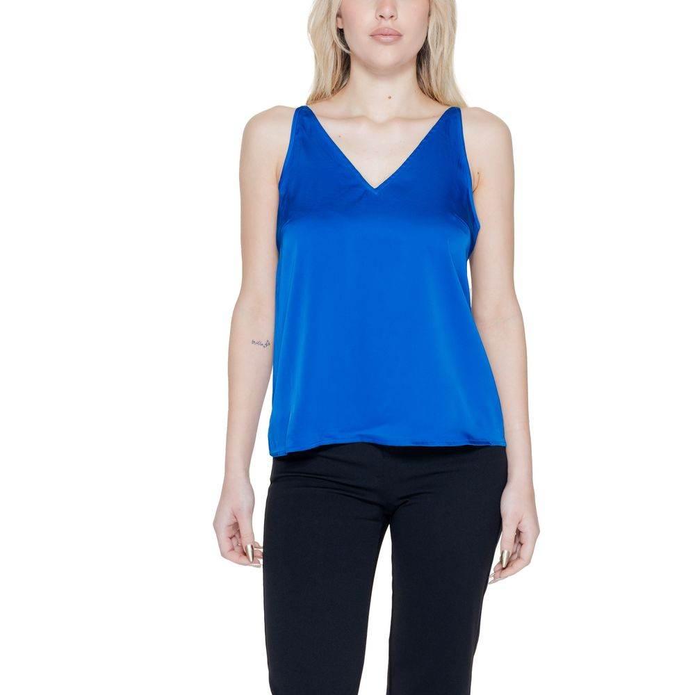Vila Clothes Blue Polyester Top - Hilstor