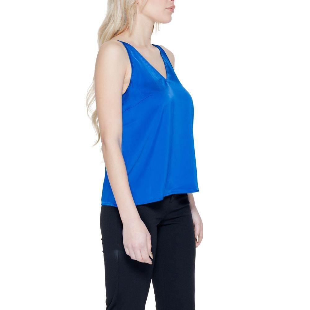 Vila Clothes Blue Polyester Top - Hilstor