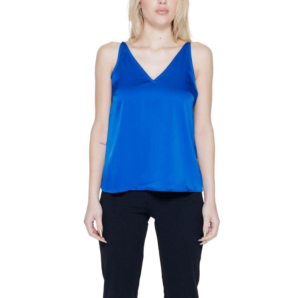 Vila Clothes Blue Polyester Top - Hilstor