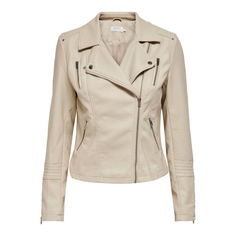 Only Beige Viscose Jackets & Coat - Hilstor