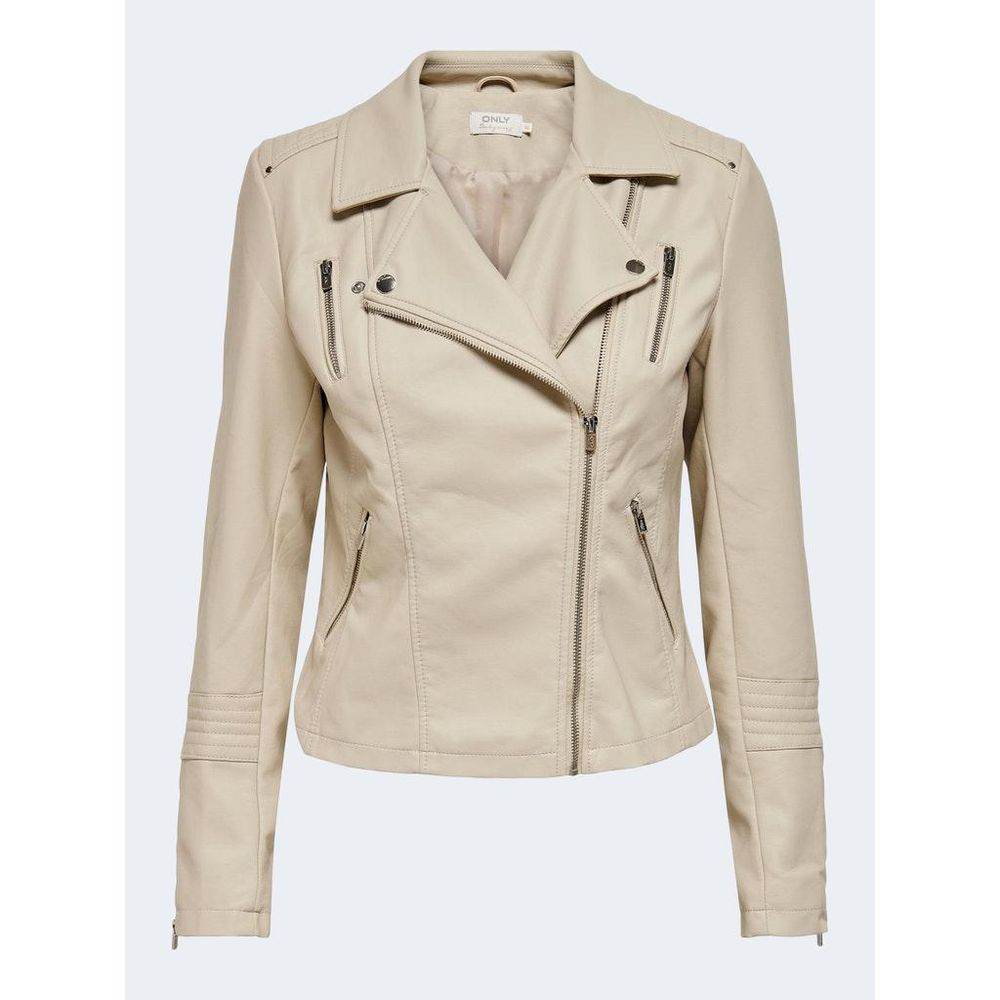 Only Beige Viscose Jackets & Coat - Hilstor