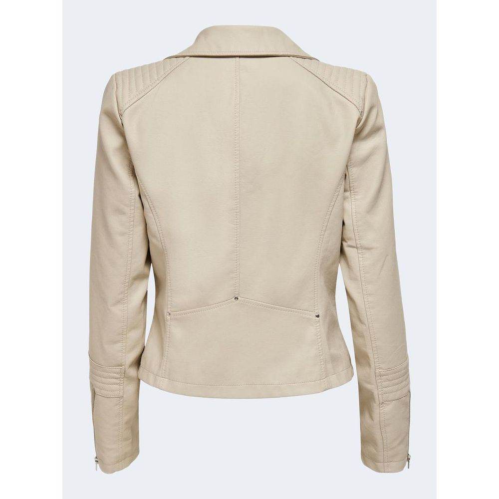 Only Beige Viscose Jackets & Coat - Hilstor