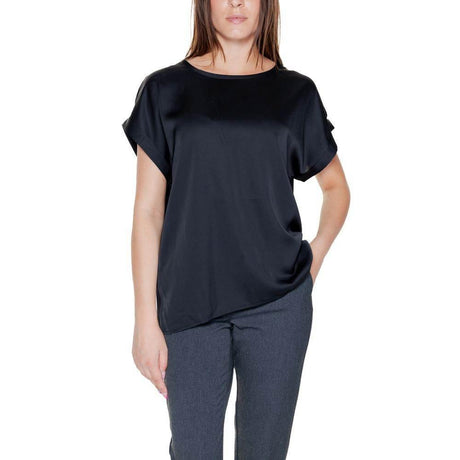 Vila Clothes Black Cotton Tops & T-Shirt - Hilstor
