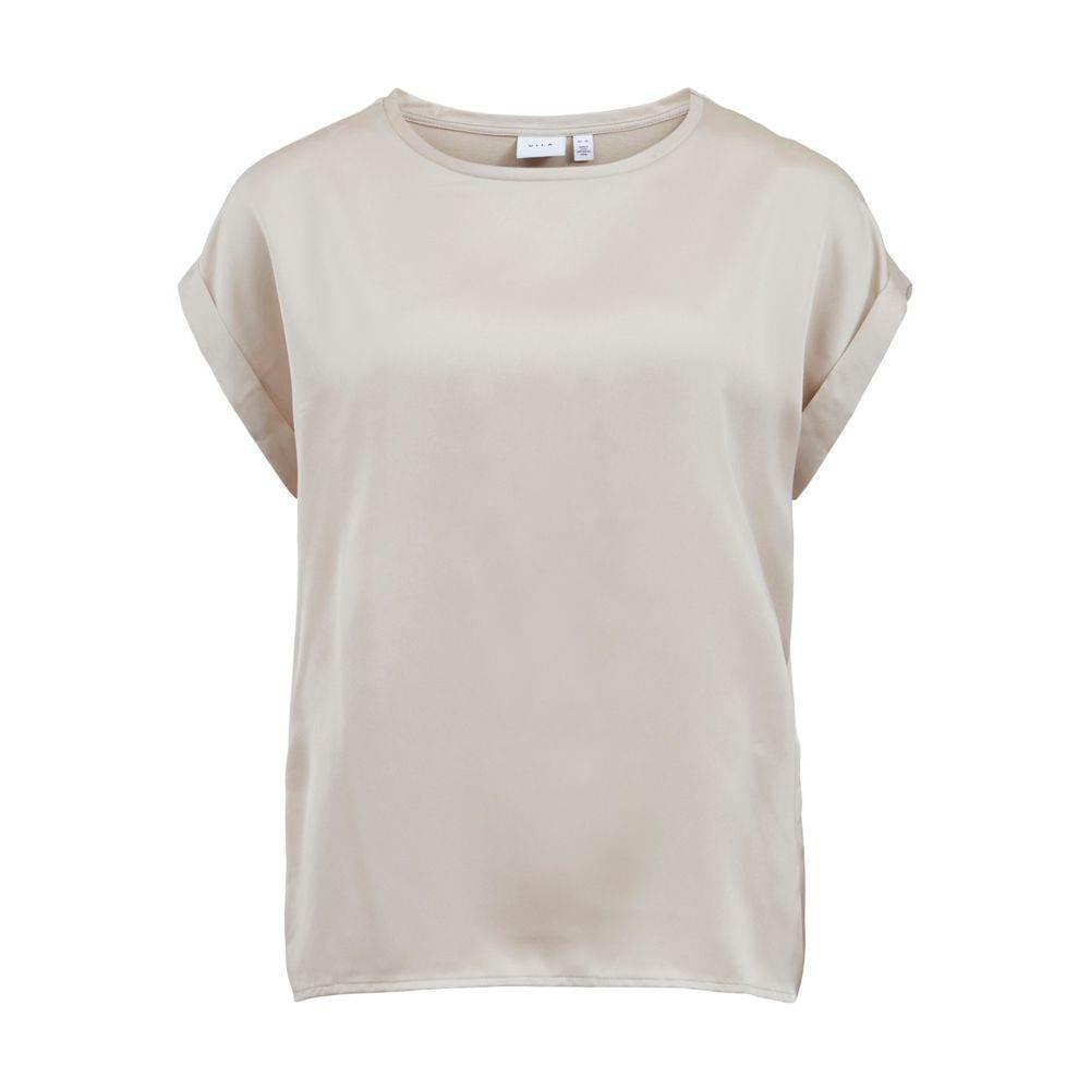 Vila Clothes Gold Cotton Tops & T-Shirt - Hilstor