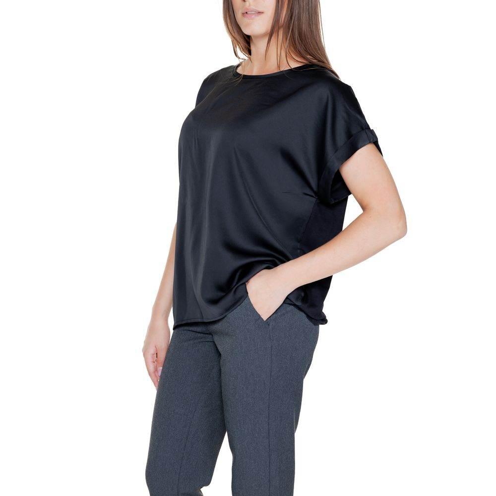Vila Clothes Black Cotton Tops & T-Shirt - Hilstor