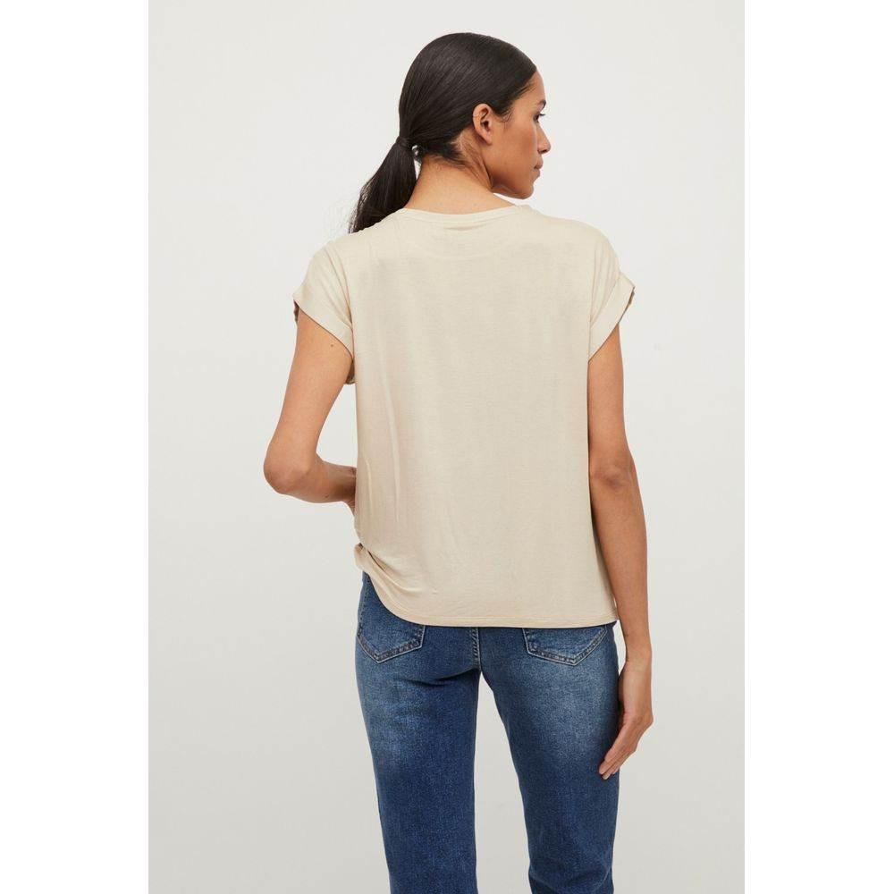 Vila Clothes Gold Cotton Tops & T-Shirt - Hilstor