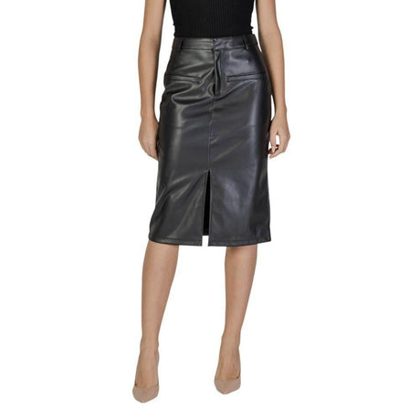 Vila Clothes Black Polyester Skirt - Hilstor