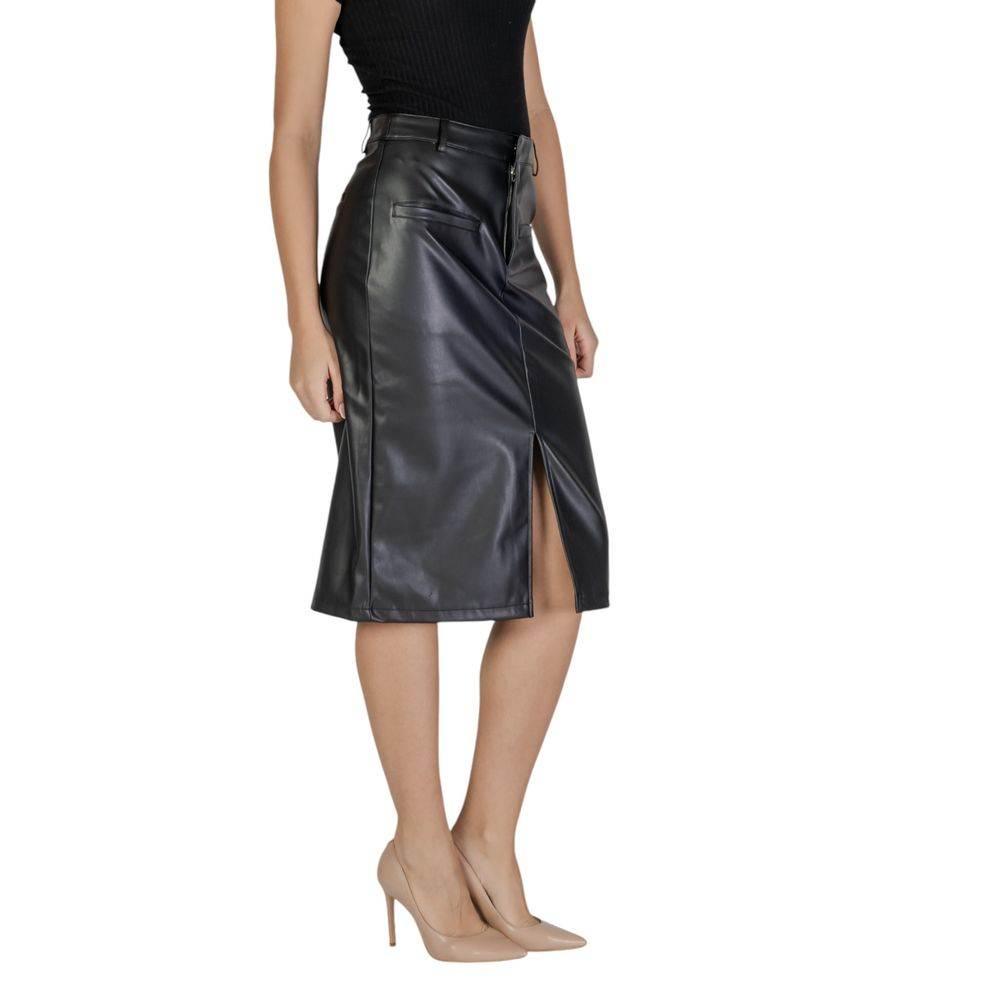 Vila Clothes Black Polyester Skirt - Hilstor
