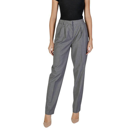 Vila Clothes Gray Polyester Pant - Hilstor