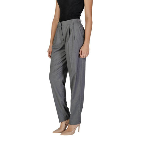 Vila Clothes Gray Polyester Pant - Hilstor
