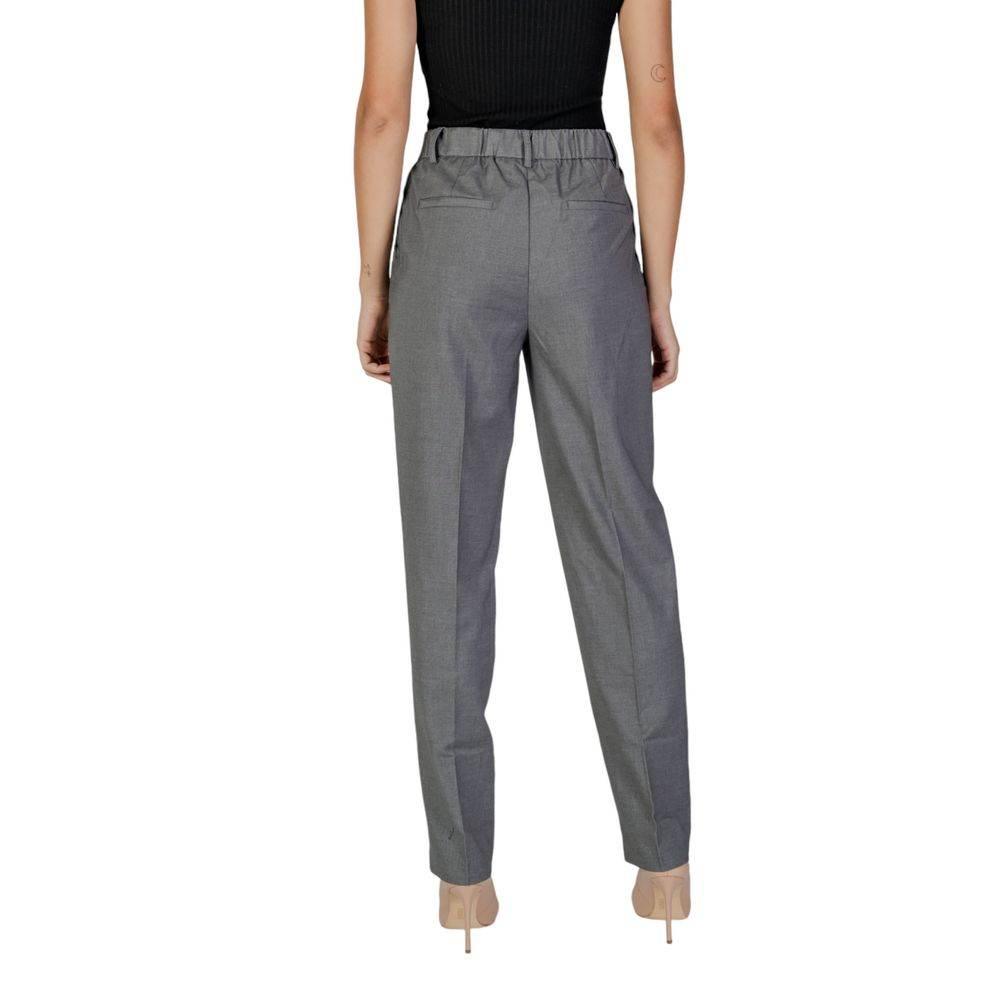 Vila Clothes Gray Polyester Pant - Hilstor