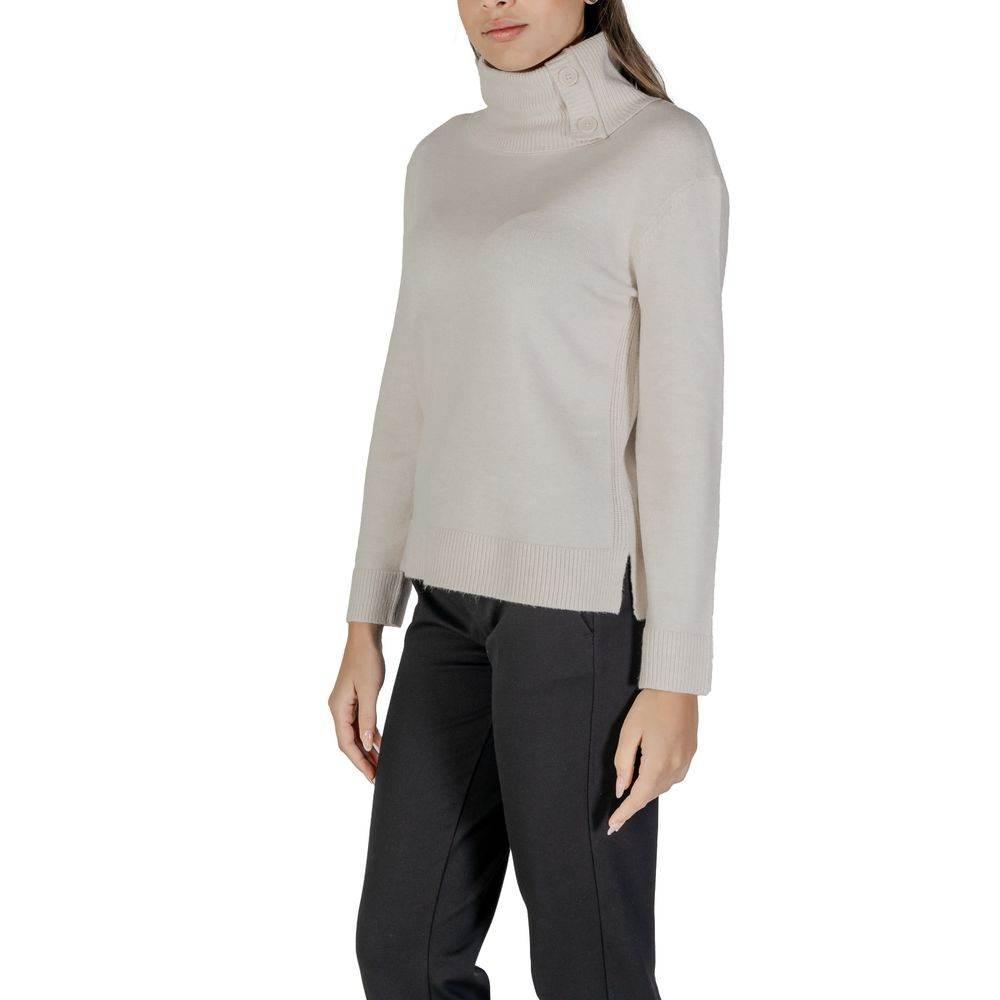 Street One Cream Viscose Turtleneck - Hilstor