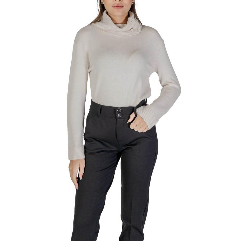Street One Cream Viscose Turtleneck - Hilstor
