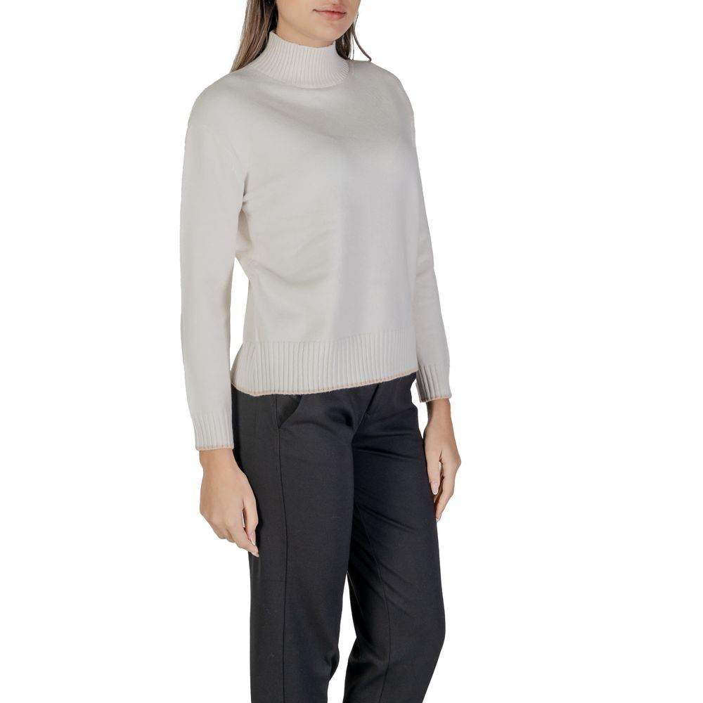 Street One Cream Polyester Sweater - Hilstor