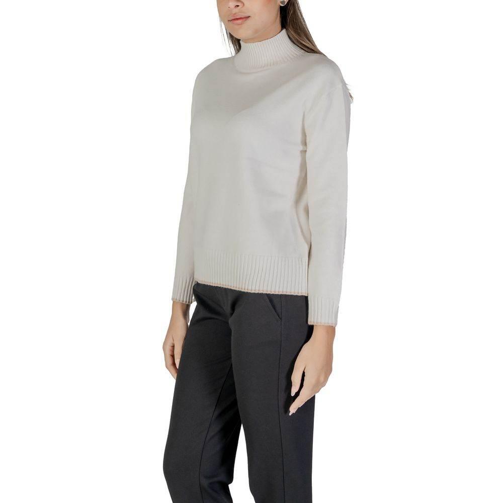 Street One Cream Polyester Sweater - Hilstor
