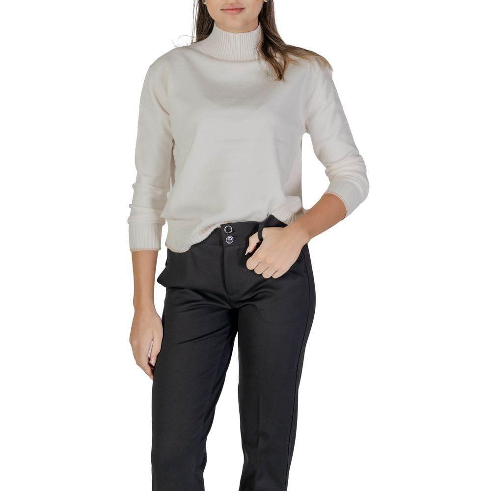 Street One Cream Polyester Sweater - Hilstor