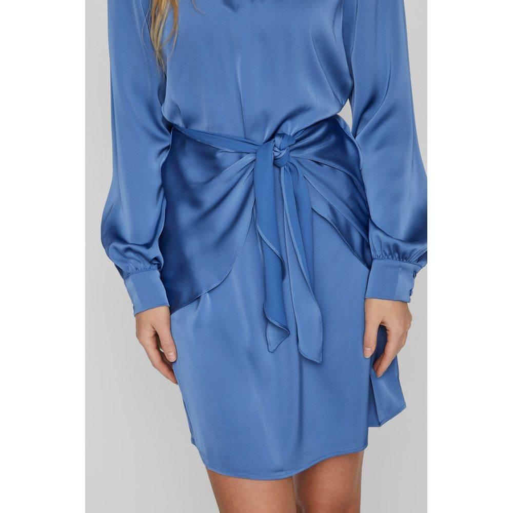 Vila Clothes Blue Recycled Polyester Dress - Hilstor