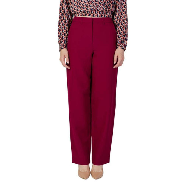 Vila Clothes Bordeaux Polyester Pant - Hilstor