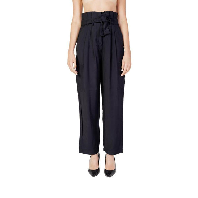 Vila Clothes Black Viscose Pant - Hilstor