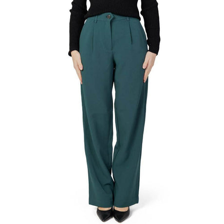 Vila Clothes Green Recycled Polyester Pant - Hilstor