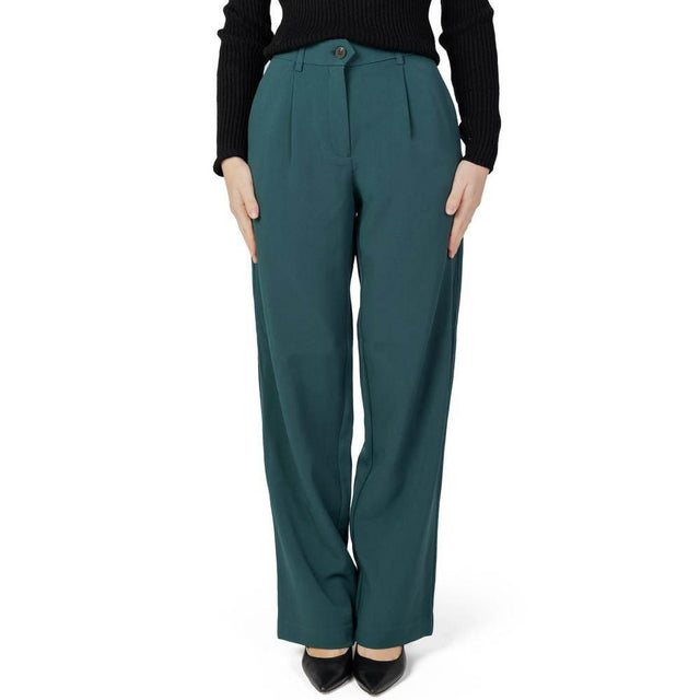 Vila Clothes Green Recycled Polyester Pant - Hilstor