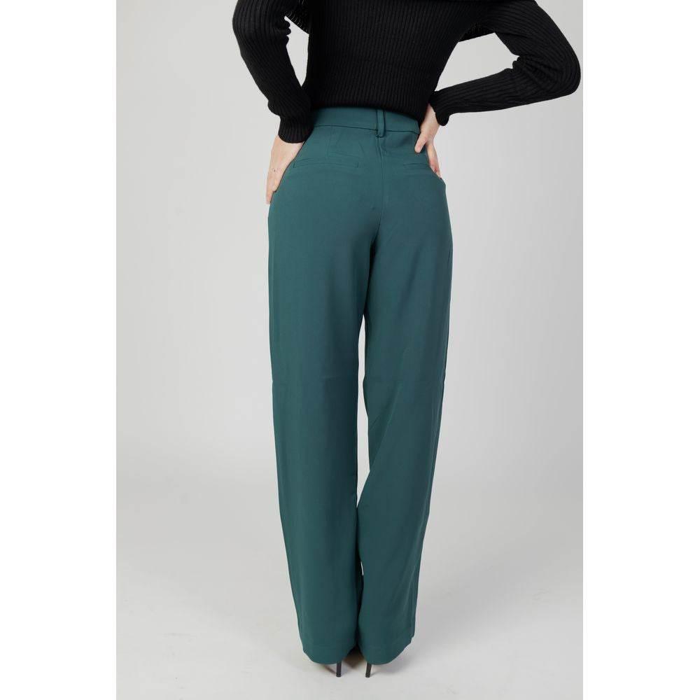 Vila Clothes Green Recycled Polyester Pant - Hilstor