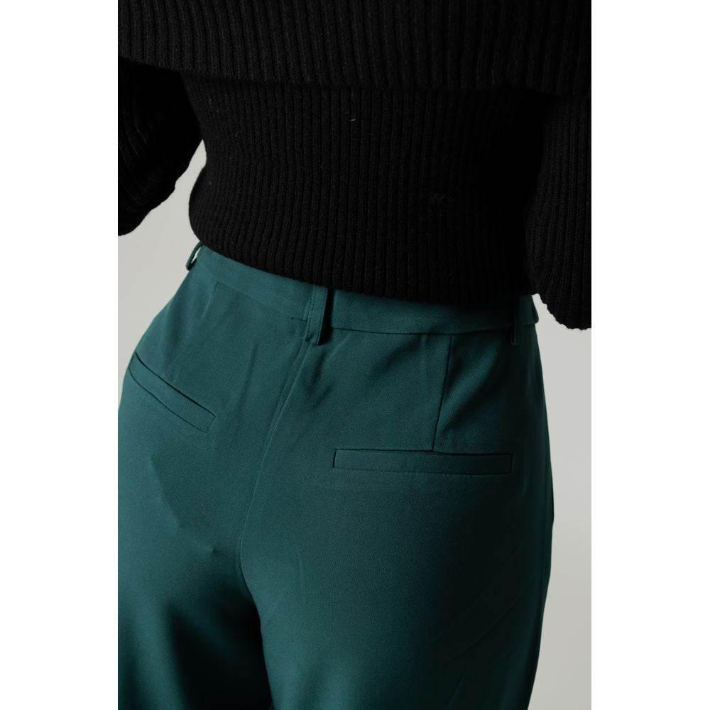 Vila Clothes Green Recycled Polyester Pant - Hilstor
