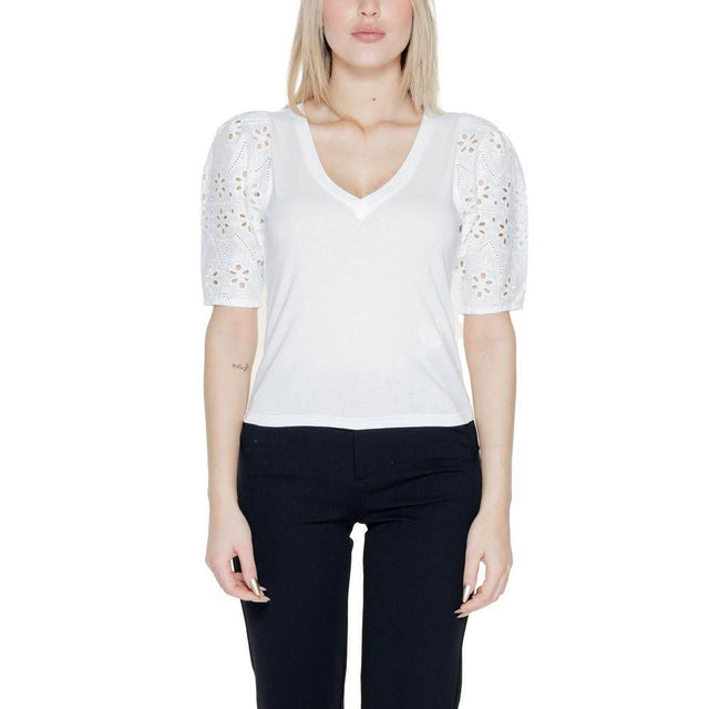 Morgan De Toi White Cotton Tops & T-Shirt - Hilstor
