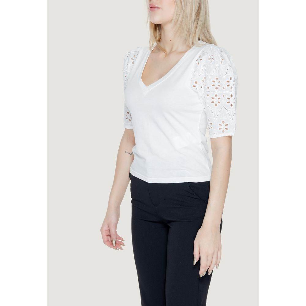 Morgan De Toi White Cotton Tops & T-Shirt - Hilstor