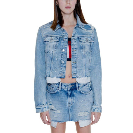 Tommy Hilfiger Jeans Light Blue Recycled Cotton Jackets & Coat - Hilstor