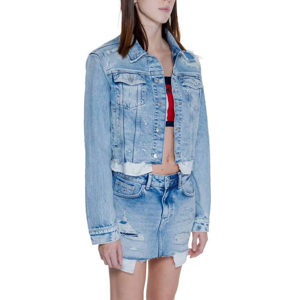 Tommy Hilfiger Jeans Light Blue Recycled Cotton Jackets & Coat - Hilstor