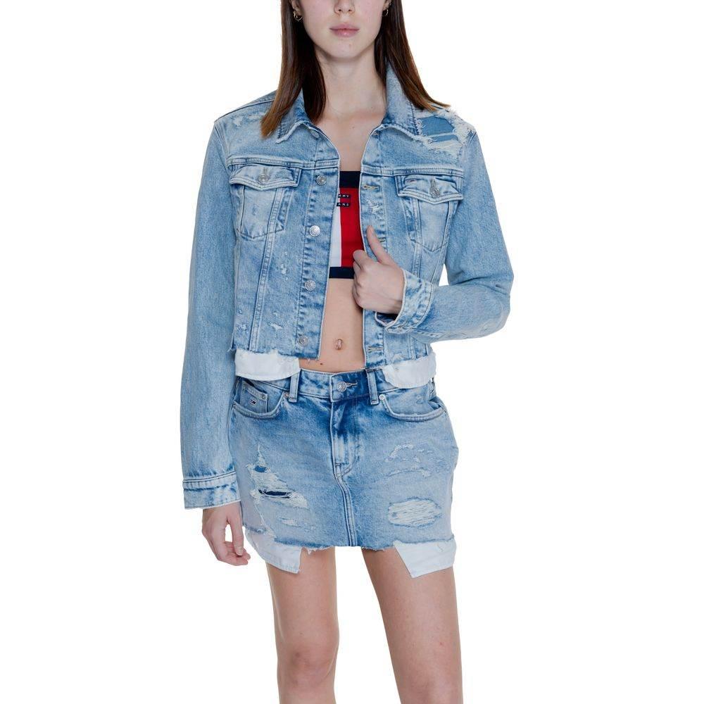 Tommy Hilfiger Jeans Light Blue Recycled Cotton Jackets & Coat - Hilstor
