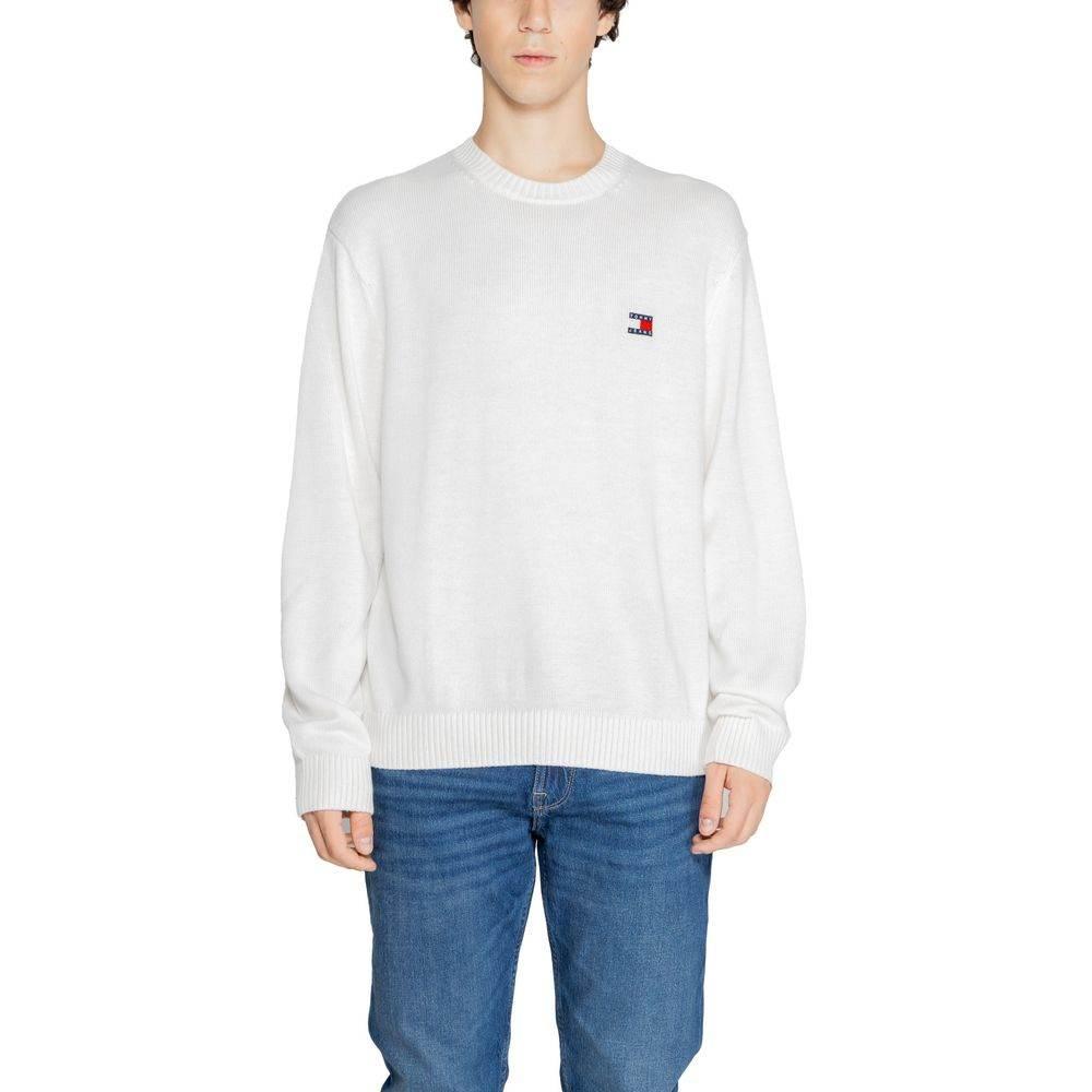 Tommy Hilfiger Jeans White Recycled Polyester Sweater - Hilstor