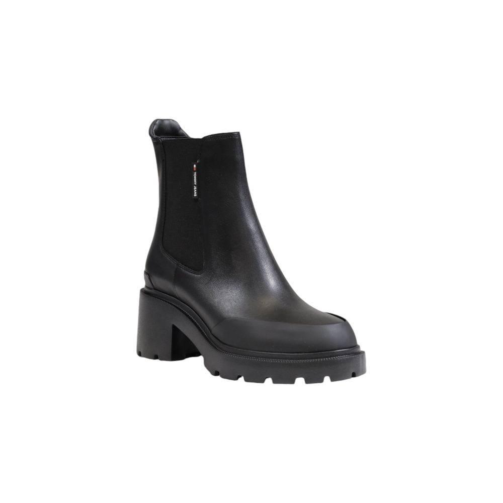 Tommy Hilfiger Jeans Black Leather Boot - Hilstor