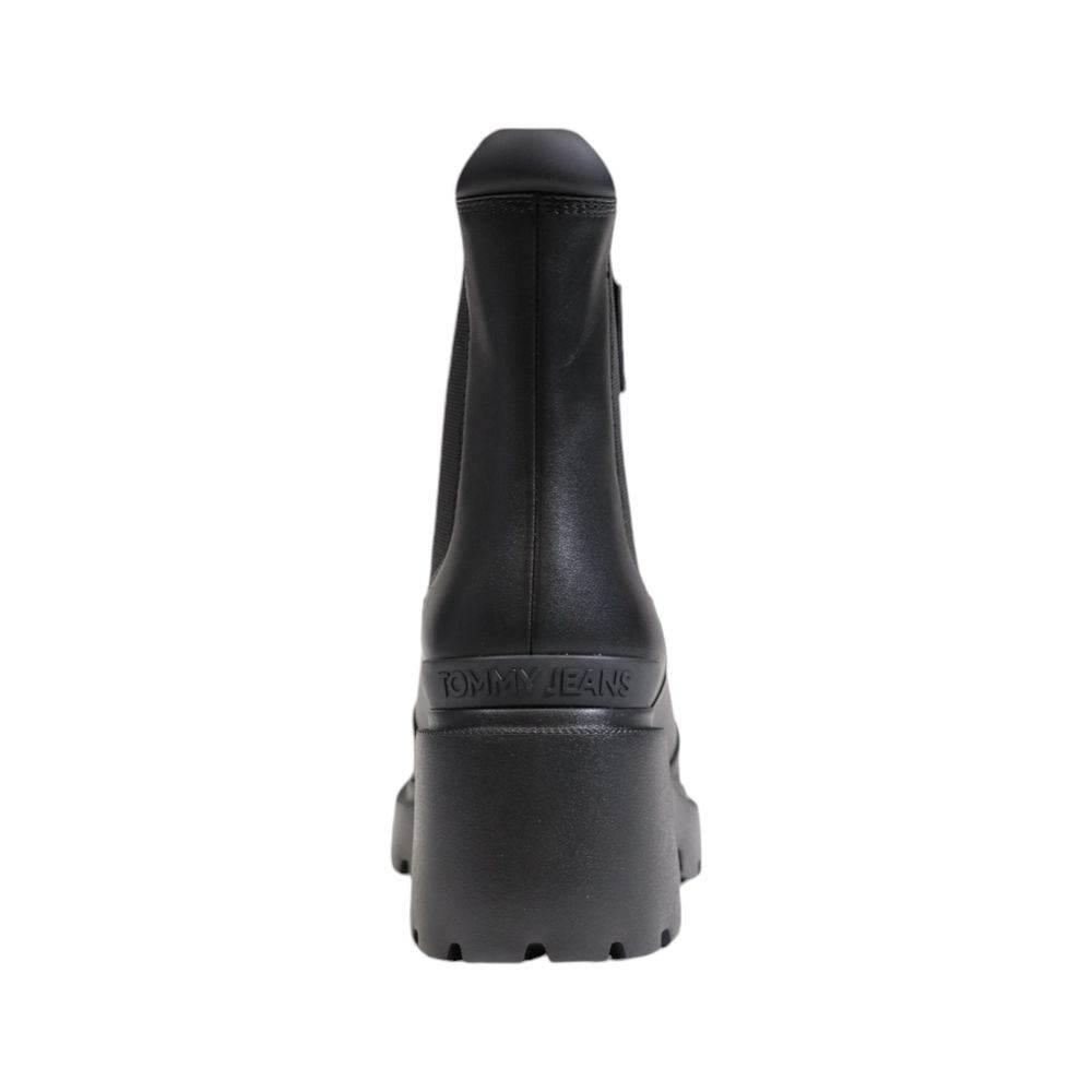 Tommy Hilfiger Jeans Black Leather Boot - Hilstor