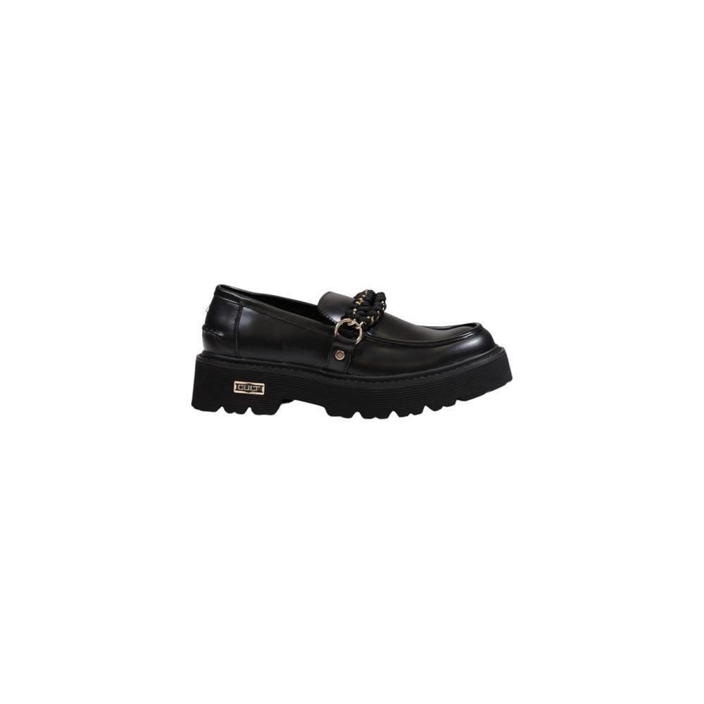 Cult Black Leather Flat Shoe - Hilstor