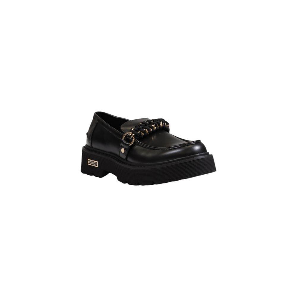 Cult Black Leather Flat Shoe - Hilstor