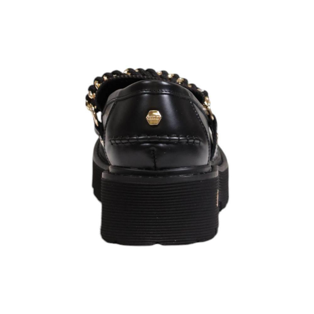 Cult Black Leather Flat Shoe - Hilstor