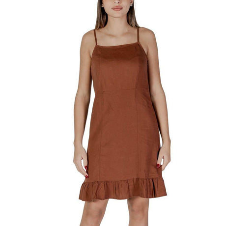 B.Young Brown Linen Dress - Hilstor