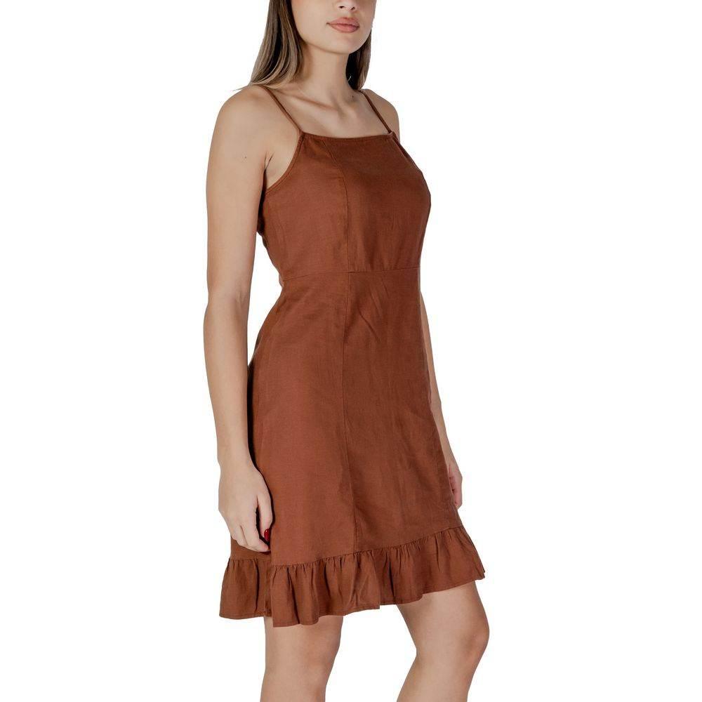 B.Young Brown Linen Dress - Hilstor